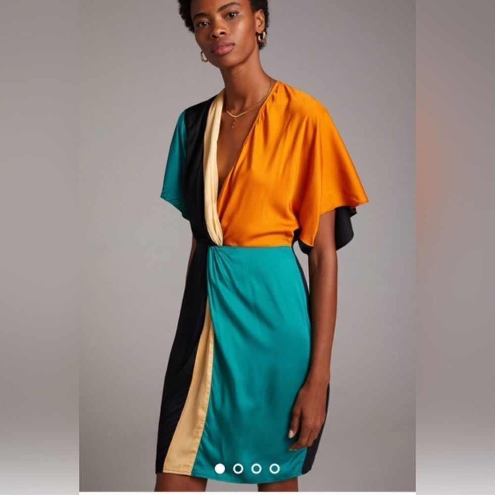 Anthropologie Let Me Be Color Block Dress Large